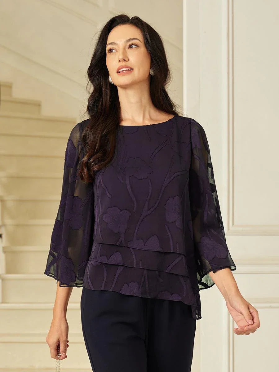 Floral Layered Chiffon Blouse