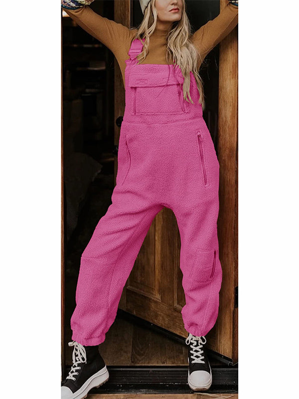 Mono térmico de forro polar para mujer con bolsillos con cremallera
