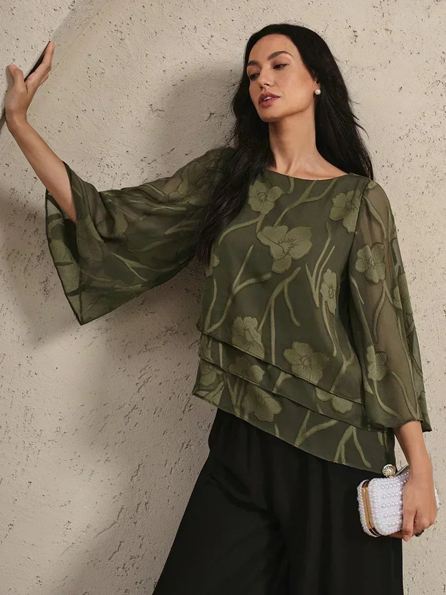 Floral Layered Chiffon Blouse
