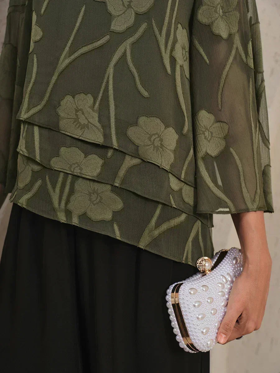 Floral Layered Chiffon Blouse