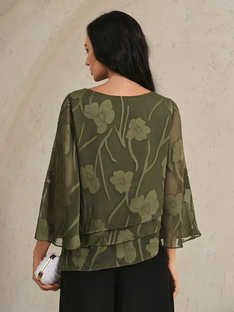Floral Layered Chiffon Blouse
