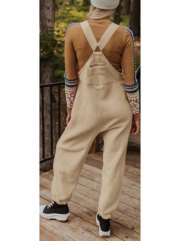 Mono térmico de forro polar para mujer con bolsillos con cremallera